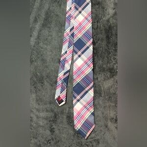 Pink and Blue Plaid Long Tie